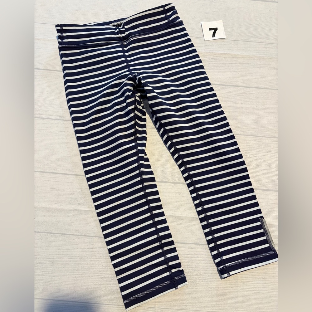 Athleta Kids Navy and White Striped capri Leggings